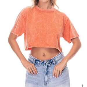 Galita Fashion small NWT orange bejeweled crop top short sleeve boutique $69